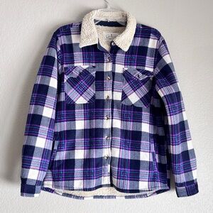 Soho Threads Plaid Sherpa lined Collared Teddy Jacket women’s L